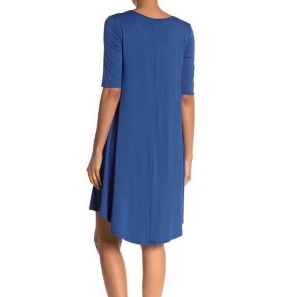 𝅺NWT Philosophy Elbow Sleeve Crew Neck Swing Dress Blue XS with side pockets - Picture 2 of 10